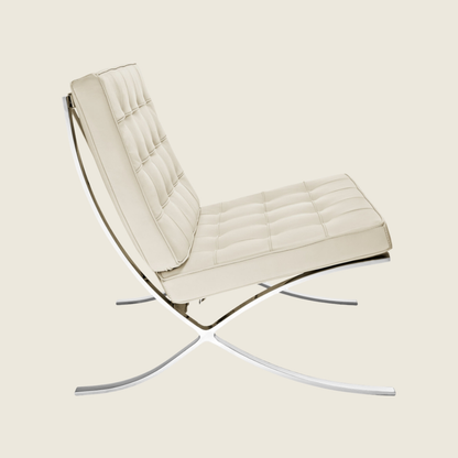 CREAM — Barcelona Pavilion Style Lounge Chair, side profile view