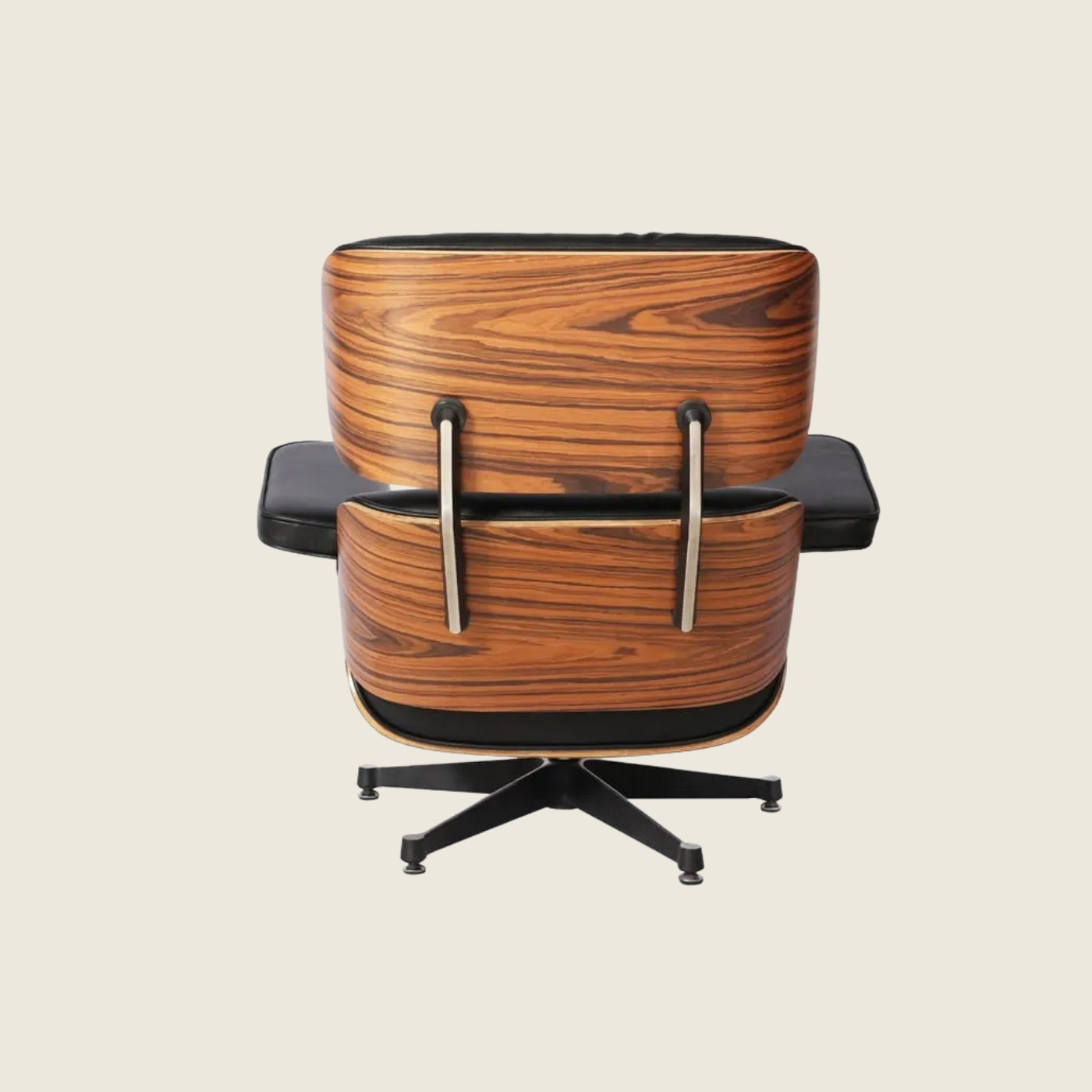 BLACK / Black — Rosewood Lounge Chair & Ottoman, three-quarter angled view of the chair