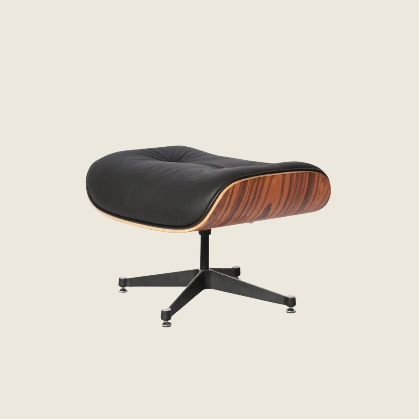 BLACK / Black — Rosewood Lounge Chair & Ottoman, three-quarter angled view of the ottoman