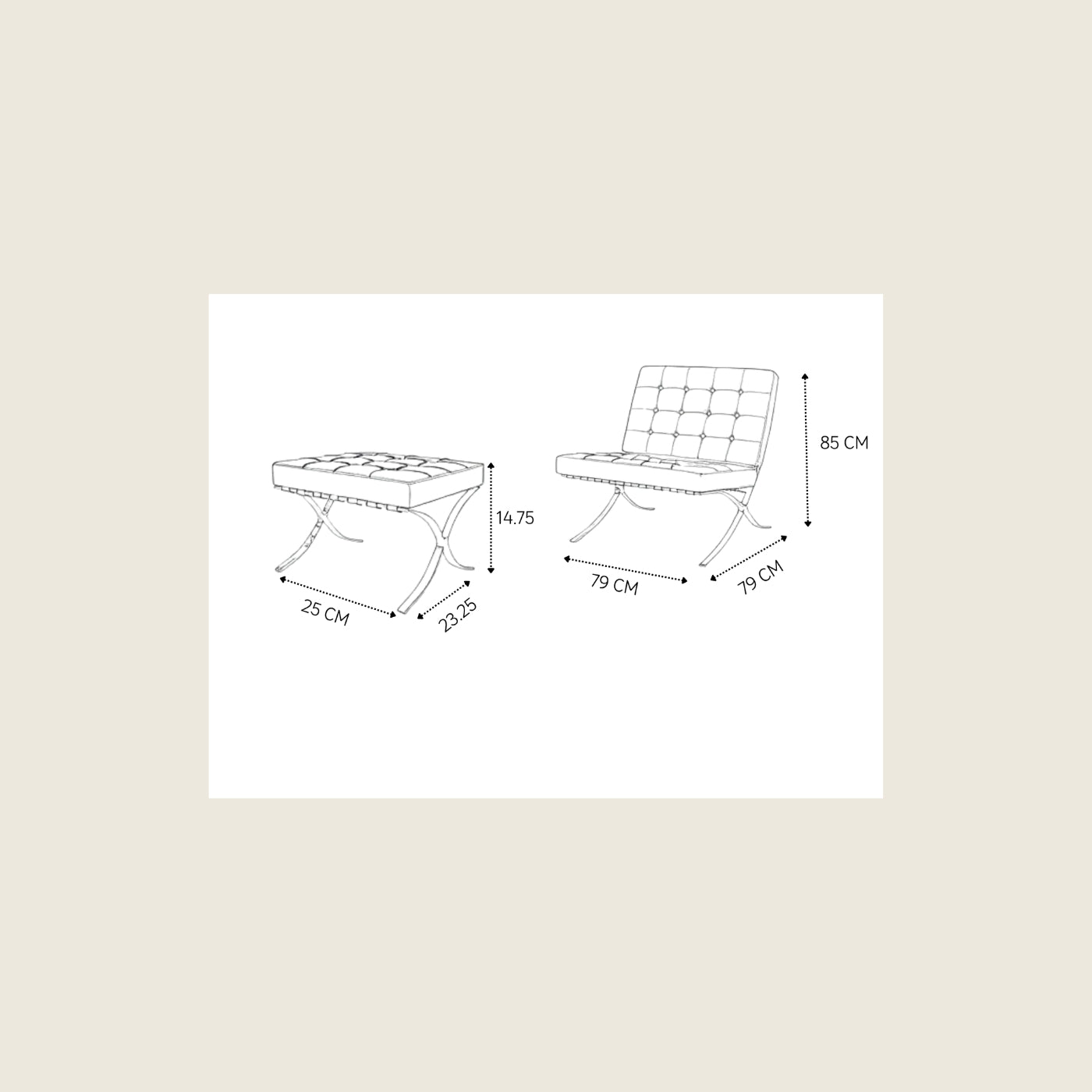 Barcelona Inspired Lounge Chair & Ottoman – Black