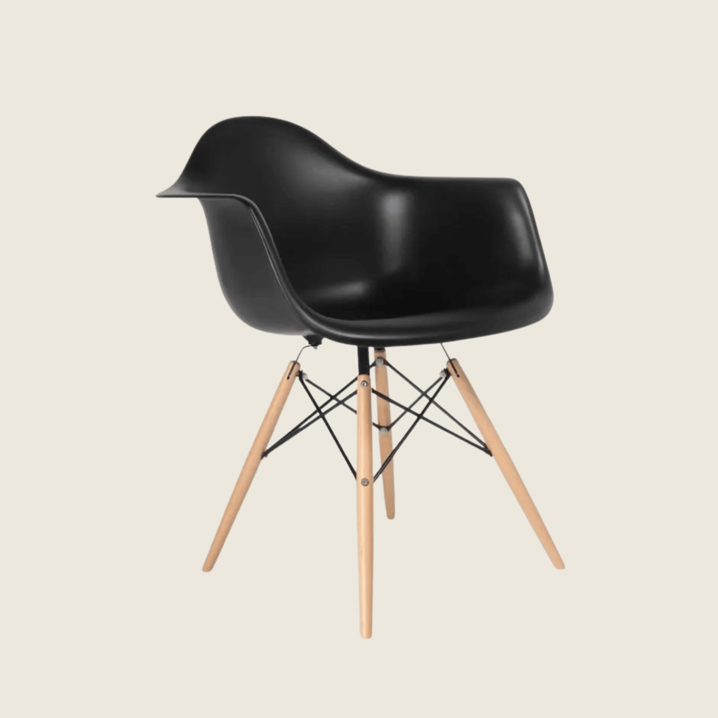 BLACK — Eames DAW Style Dining Chairs Set of 2, front three-quarter view