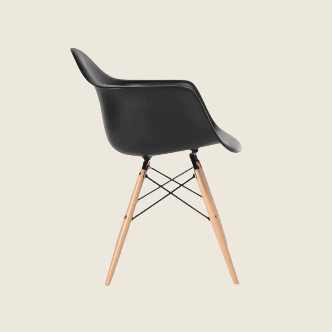 BLACK — Eames DAW Style Dining Chairs Set of 2, close-up detail of the seat and frame