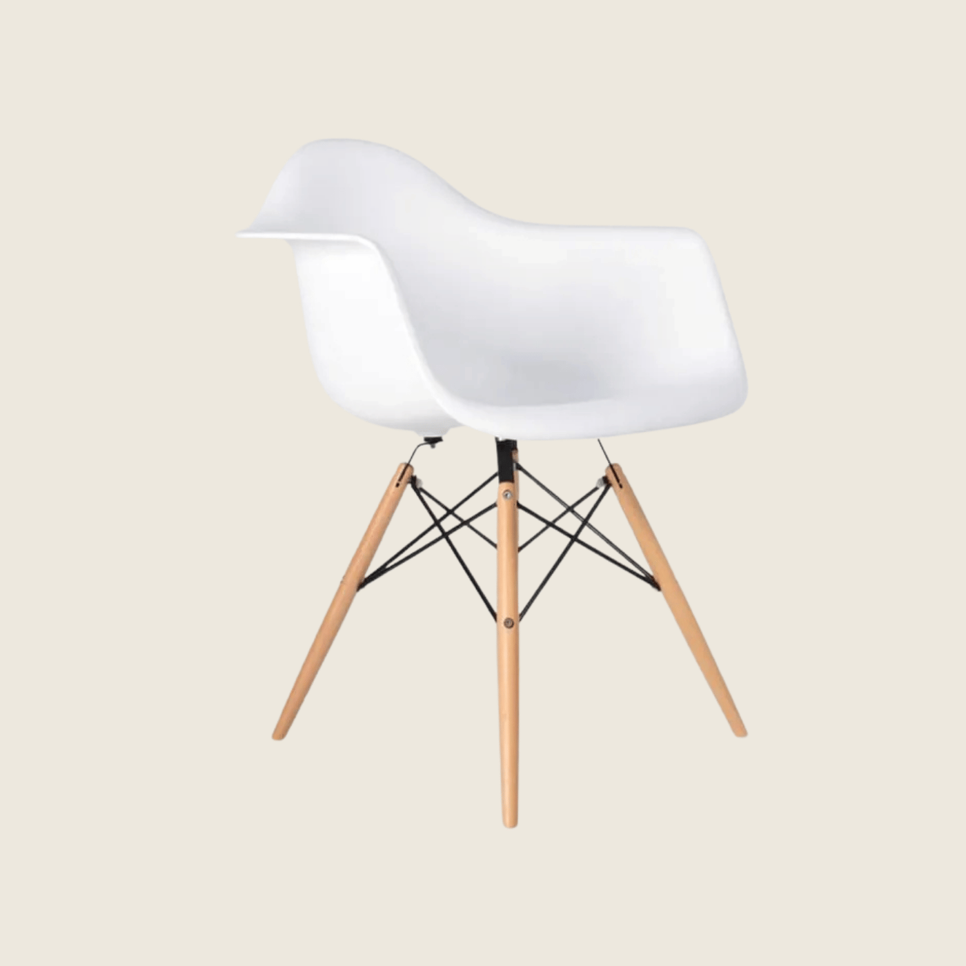WHITE — Eames DAW Style Dining Chairs Set of 2, front three-quarter view