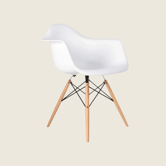 WHITE — Eames DAW Style Dining Chairs Set of 2, front three-quarter view