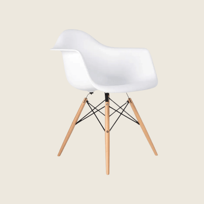WHITE — Eames DAW Style Dining Chairs Set of 2, front three-quarter view