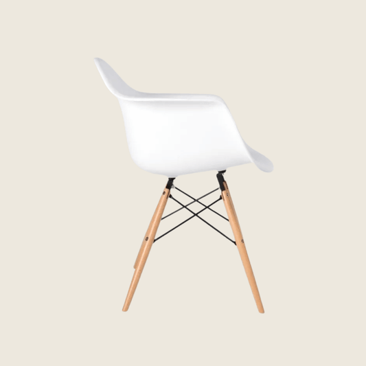 WHITE — Eames DAW Style Dining Chairs Set of 2, side profile view
