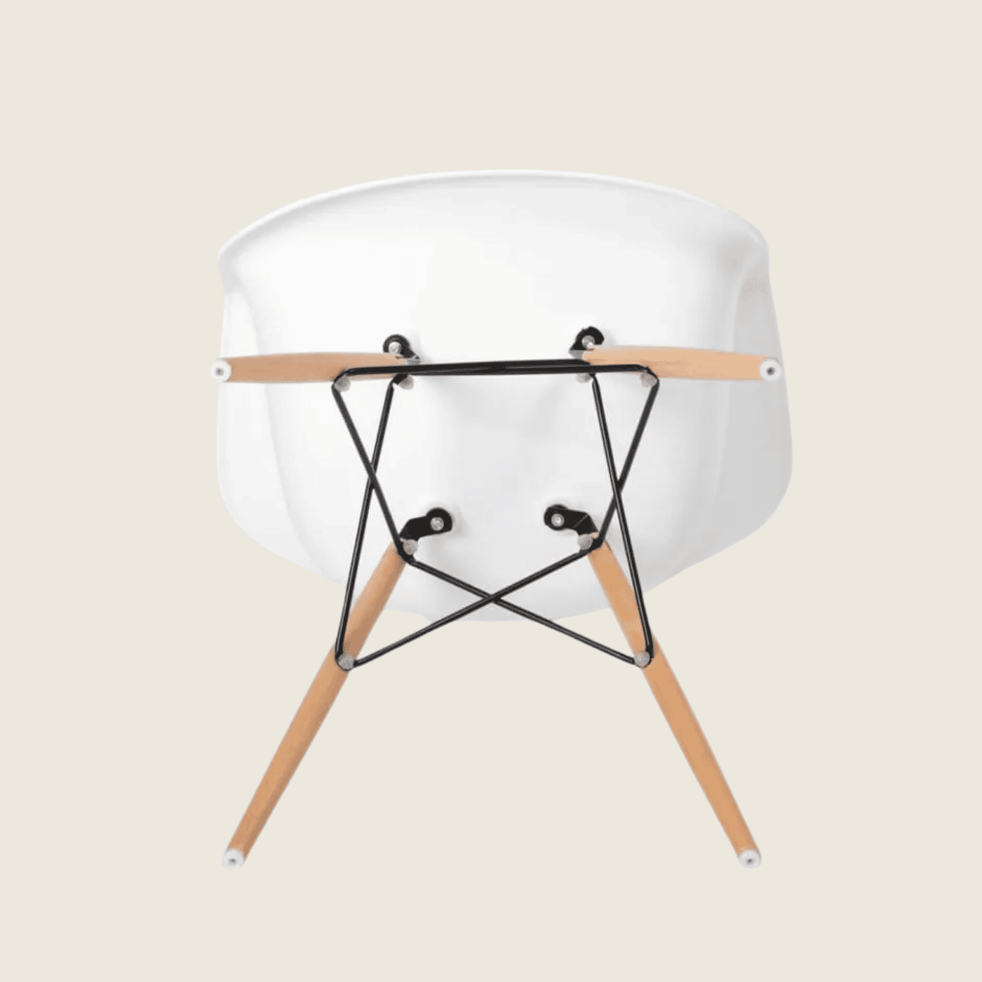 WHITE — Eames DAW Style Dining Chairs Set of 2, rear three-quarter view