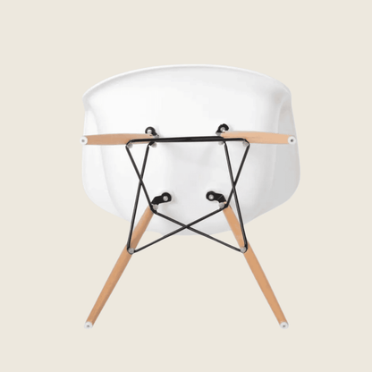 WHITE — Eames DAW Style Dining Chairs Set of 2, rear three-quarter view