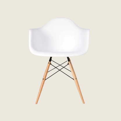 WHITE — Eames DAW Style Dining Chairs Set of 2, close-up detail of the seat and frame