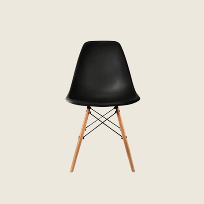 BLACK — Eames DSW Style Dining Chairs, front three-quarter view