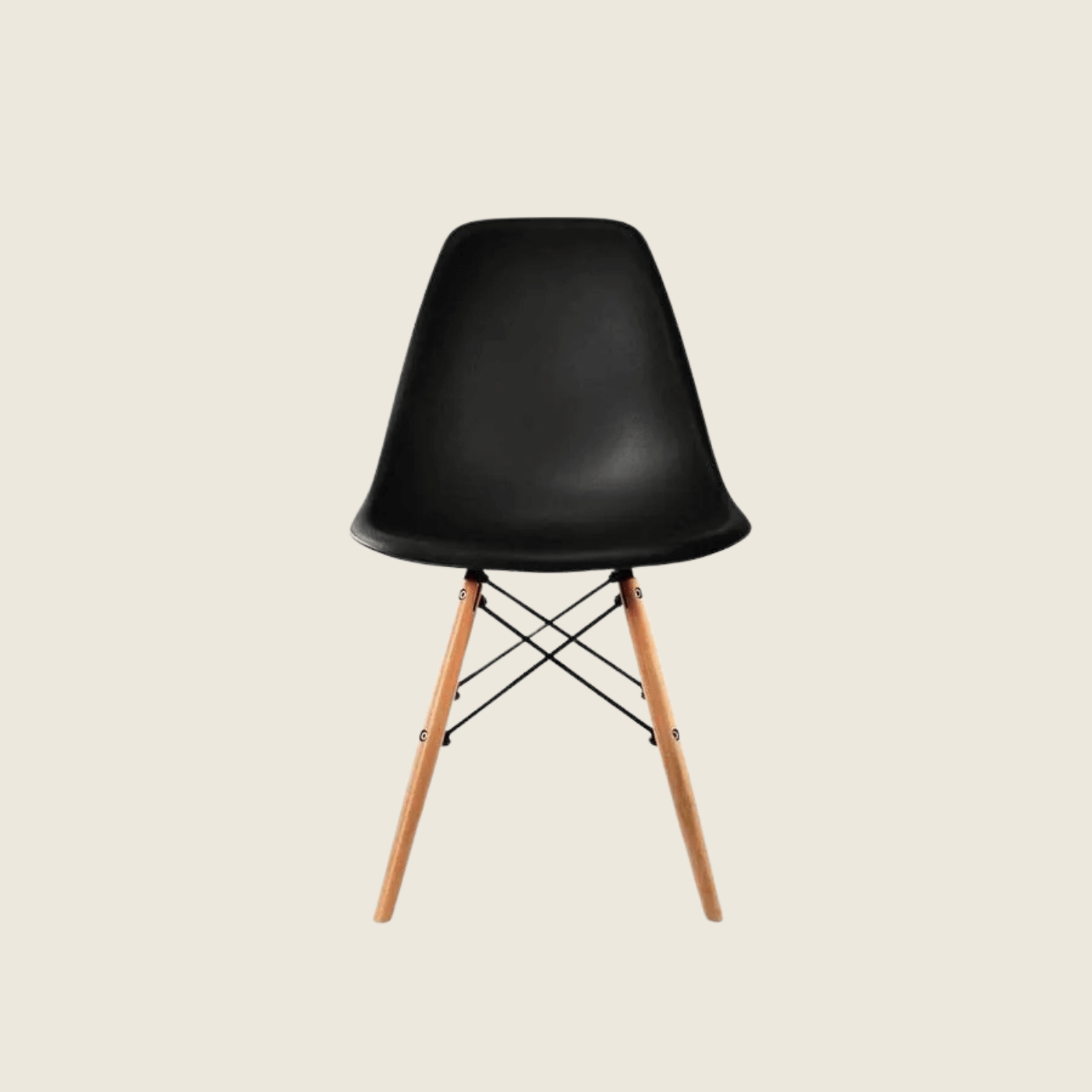 BLACK — Eames DSW Style Dining Chairs, front three-quarter view