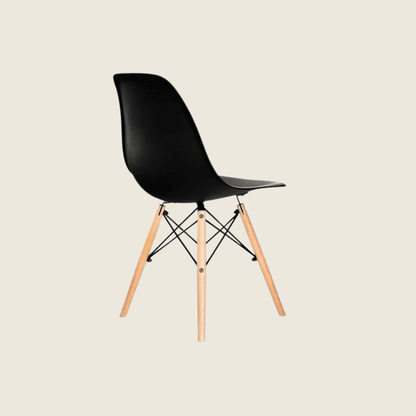BLACK — Eames DSW Style Dining Chairs, side profile view