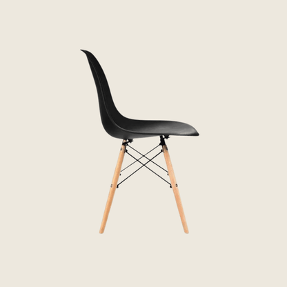 BLACK — Eames DSW Style Dining Chairs, rear three-quarter view