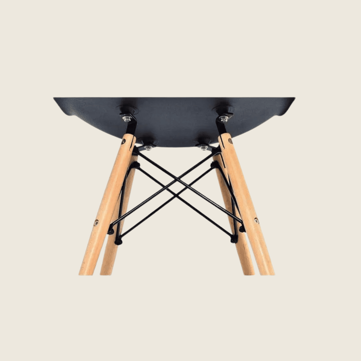 BLACK — Eames DSW Style Dining Chairs, close-up detail of the seat and frame