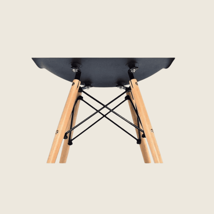 BLACK — Eames DSW Style Dining Chairs, close-up detail of the seat and frame