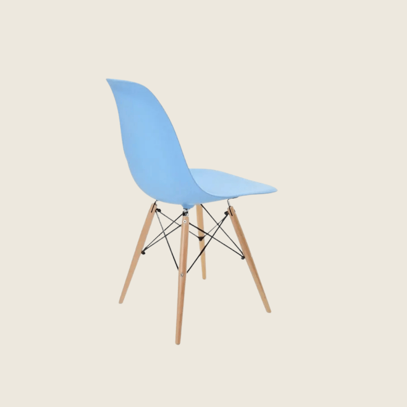 LIGHT BLUE — Eames DSW Style Dining Chairs, rear three-quarter view