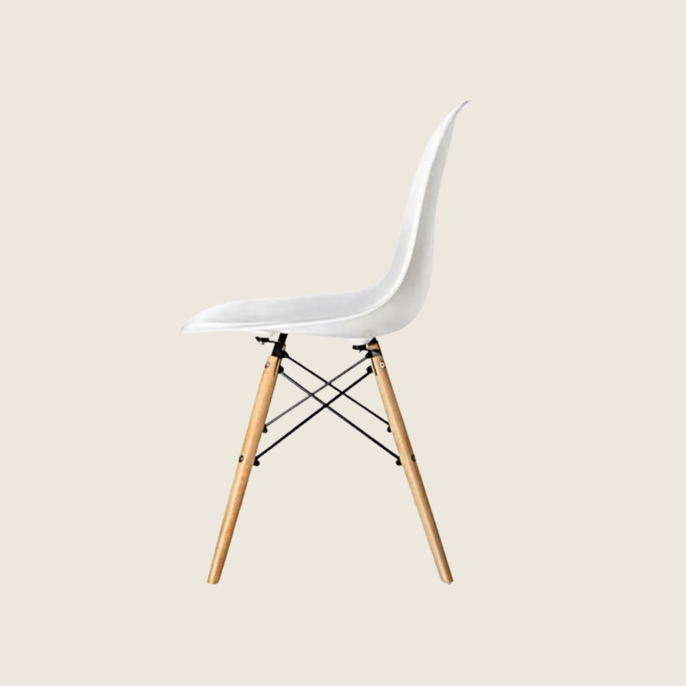 WHITE — Eames DSW Style Dining Chairs, rear three-quarter view