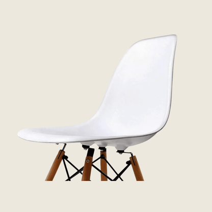 WHITE — Eames DSW Style Dining Chairs, close-up detail of the seat and frame