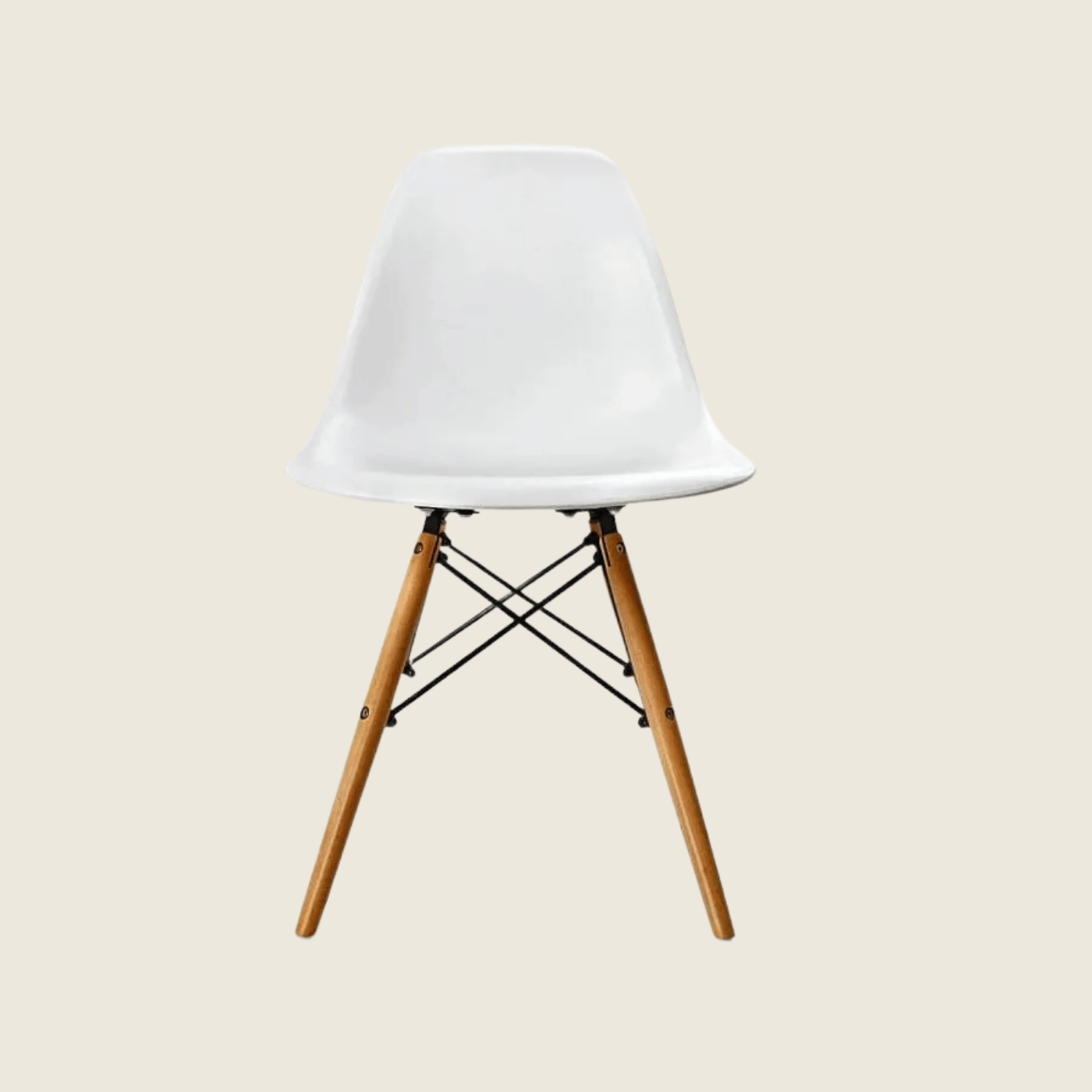 WHITE — Eames DSW Style Dining Chairs, front three-quarter view