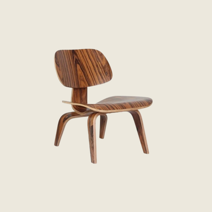 Eames Inspired Designer LCW Moulded Plywood Chair – Rosewood, side profile view