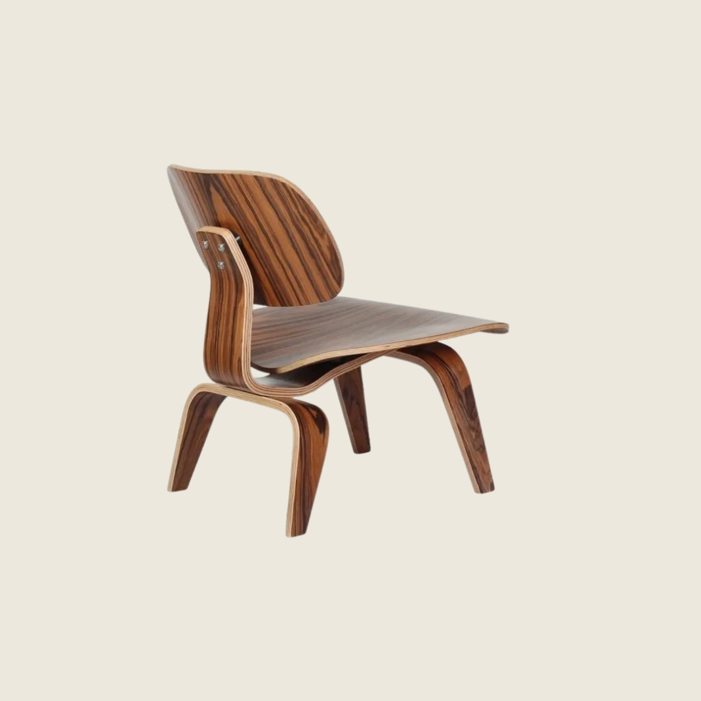 Eames Inspired Designer LCW Moulded Plywood Chair – Rosewood, rear three-quarter view