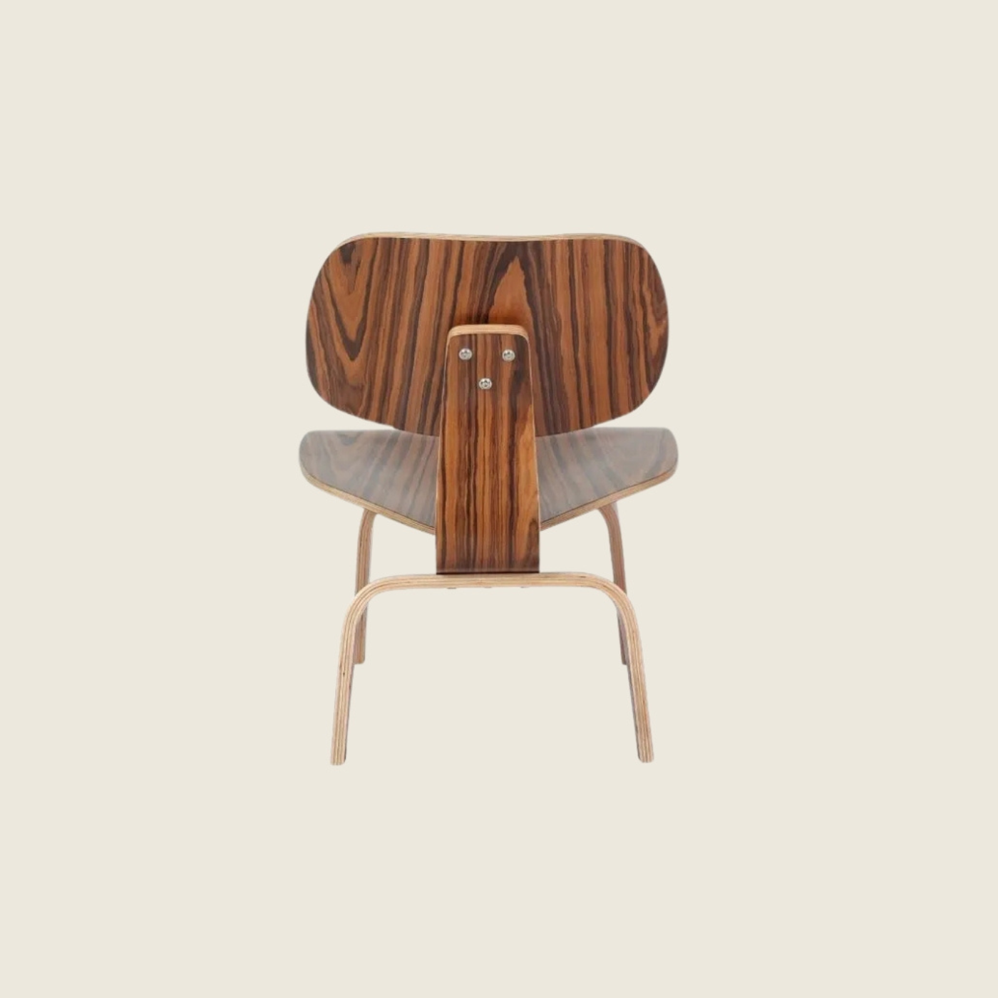 Eames Inspired Designer LCW Moulded Plywood Chair – Rosewood, close-up detail of the upholstery and frame