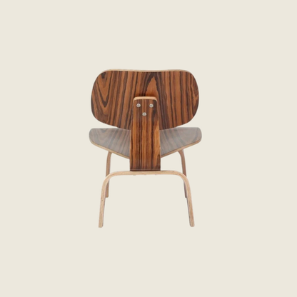 Eames Inspired Designer LCW Moulded Plywood Chair – Rosewood, close-up detail of the upholstery and frame