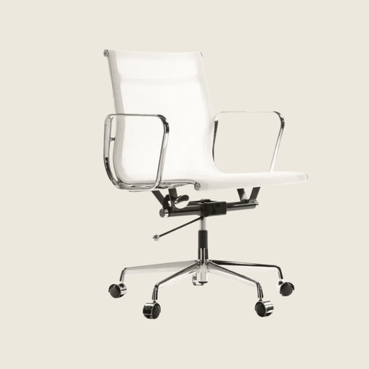 white — EA117 Low Back Mesh Office Chair, front three-quarter view