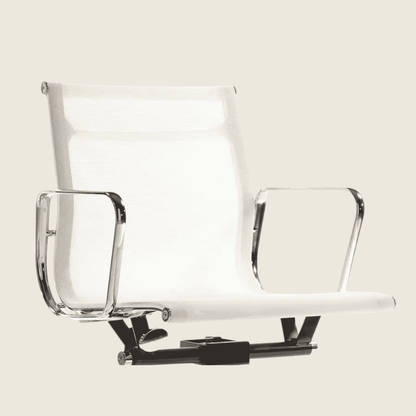 white — EA117 Low Back Mesh Office Chair, close-up detail of the mesh and frame