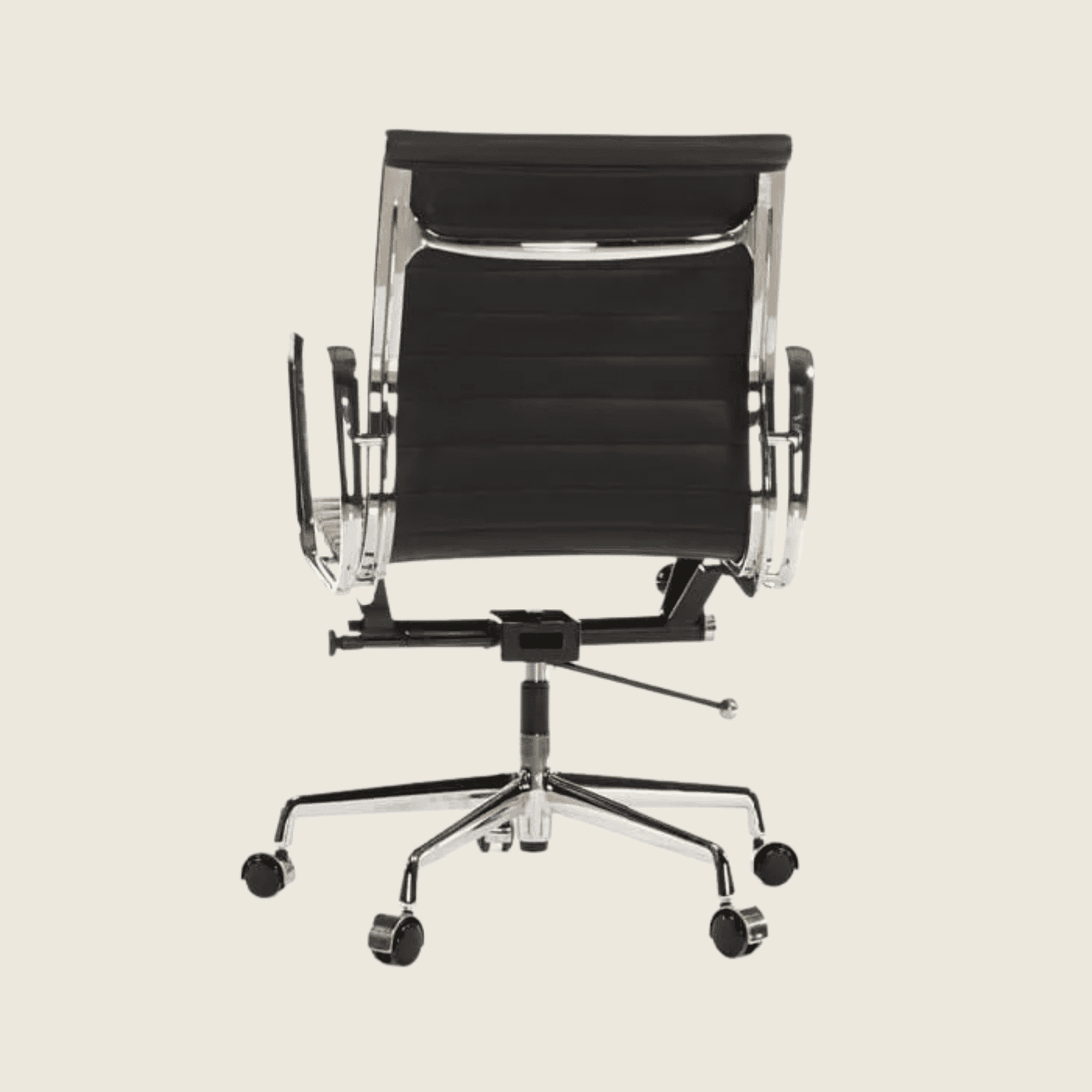 BLACK — EA117 Low Back Thin Pad Ribbed Office Chair, rear three-quarter view