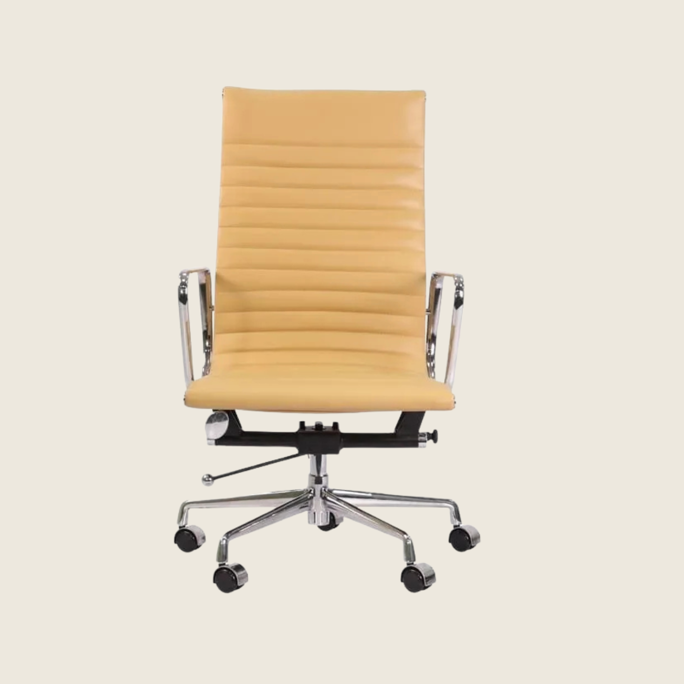 BEIGE — EA119 Thin Pad High Back Leather Executive Chair, side profile view