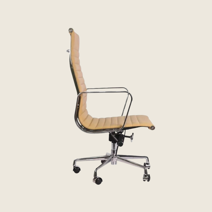 BEIGE — EA119 Thin Pad High Back Leather Executive Chair, rear three-quarter view