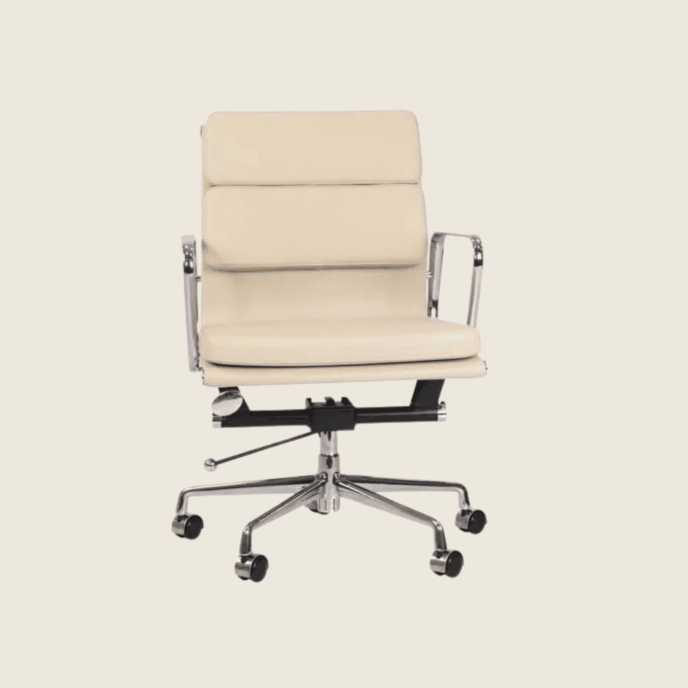 CREAM — EA217 Soft Pad Leather Office Chair, side profile view