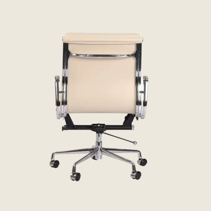 CREAM — EA217 Soft Pad Leather Office Chair, rear three-quarter view