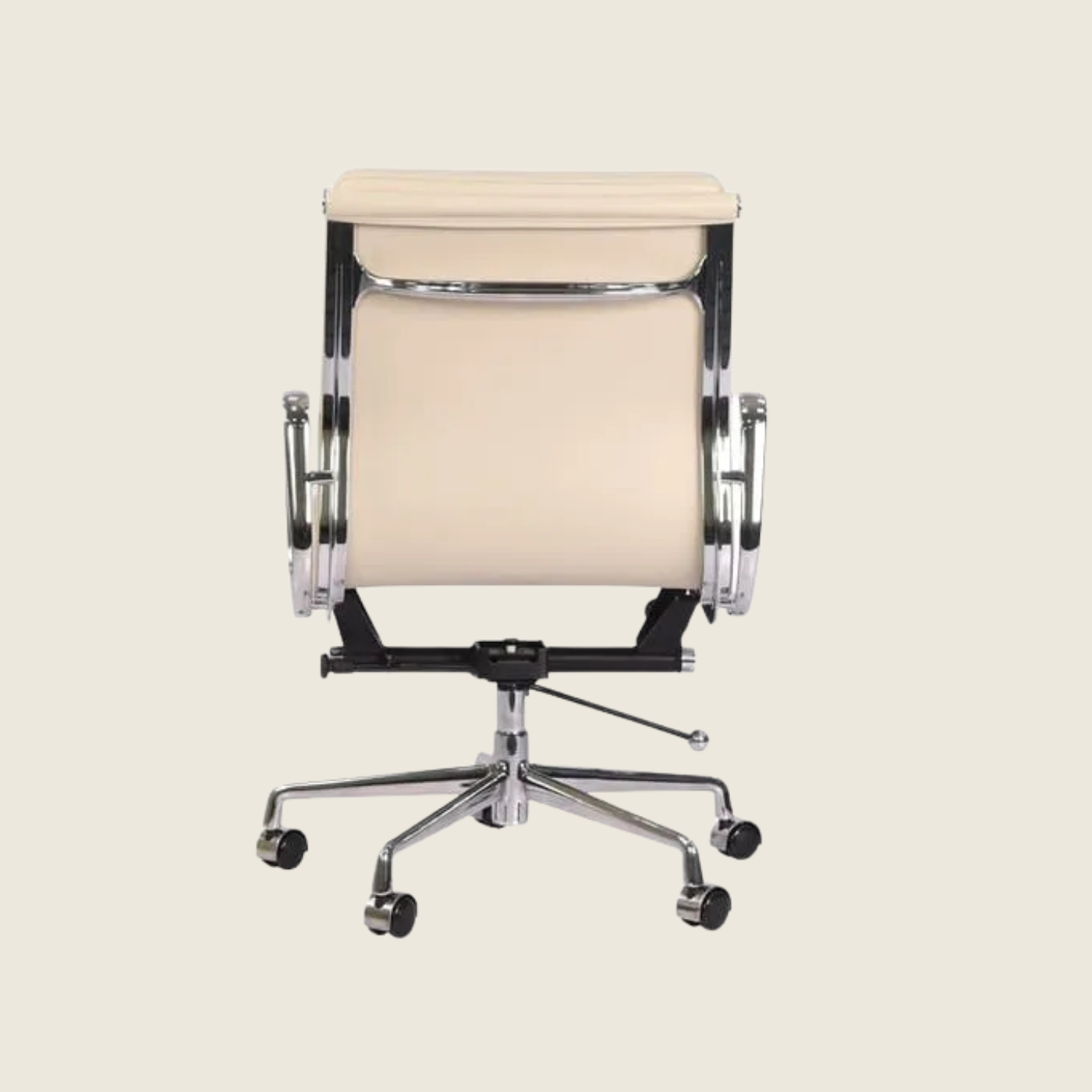 CREAM — EA217 Soft Pad Leather Office Chair, rear three-quarter view
