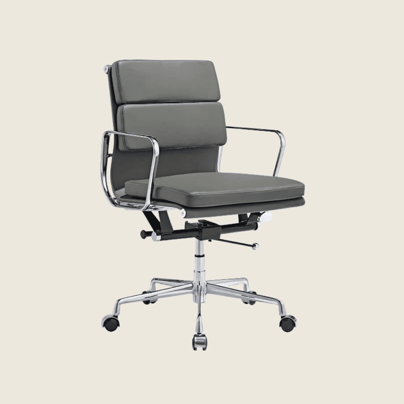 GREY — EA217 Soft Pad Leather Office Chair, front three-quarter view