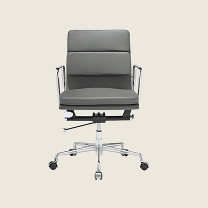 GREY — EA217 Soft Pad Leather Office Chair, side profile view