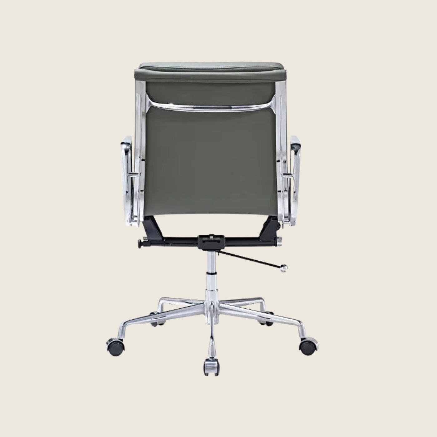 GREY — EA217 Soft Pad Leather Office Chair, rear three-quarter view