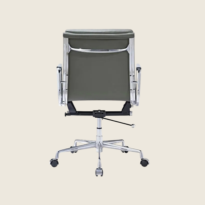 GREY — EA217 Soft Pad Leather Office Chair, rear three-quarter view