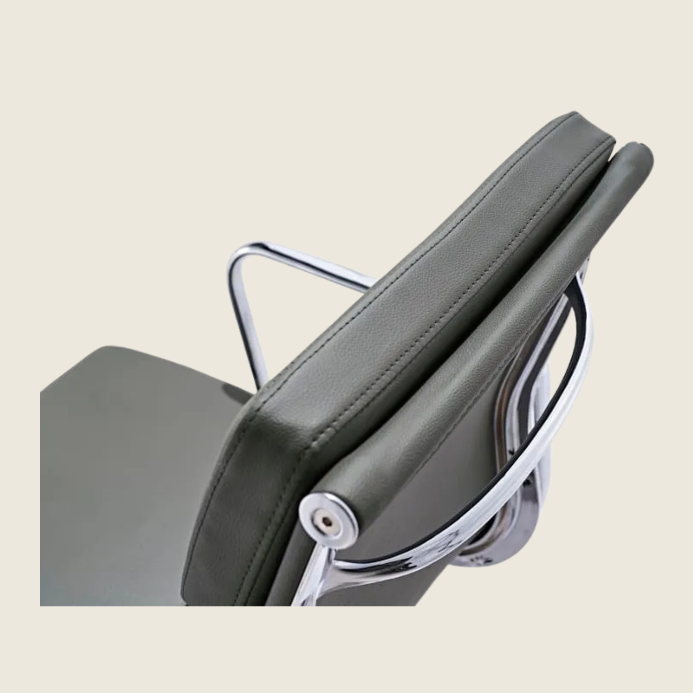 GREY — EA217 Soft Pad Leather Office Chair, close-up detail of the upholstery and frame