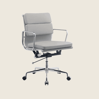 LIGHT GREY — EA217 Soft Pad Leather Office Chair, front three-quarter view
