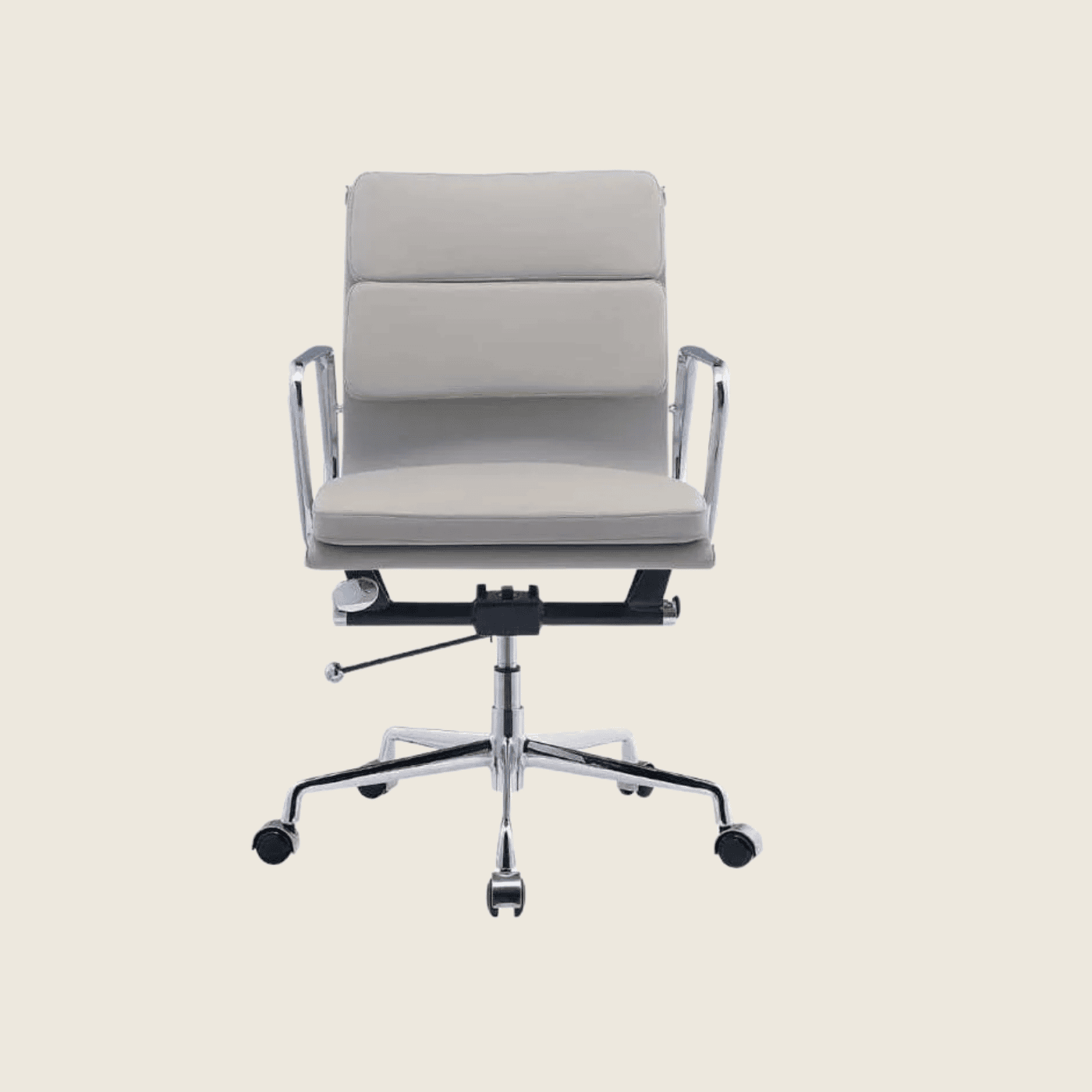 LIGHT GREY — EA217 Soft Pad Leather Office Chair, side profile view