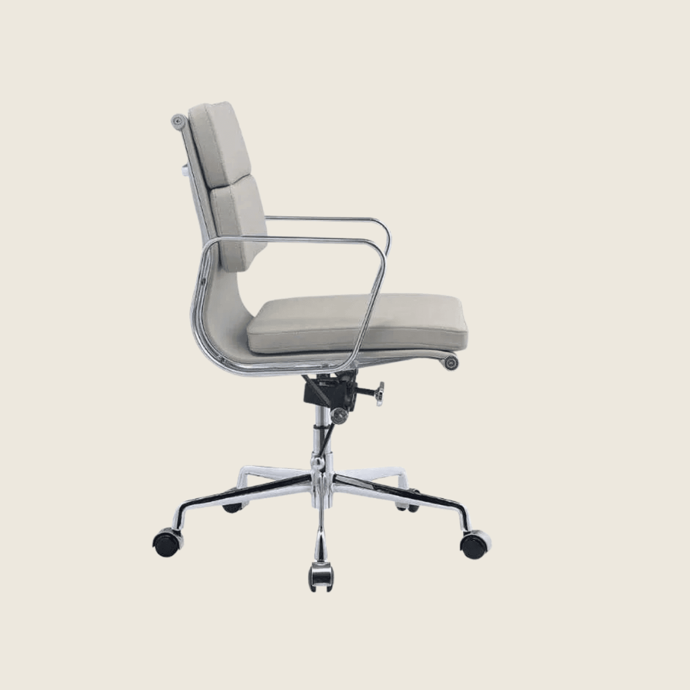 LIGHT GREY — EA217 Soft Pad Leather Office Chair, rear three-quarter view