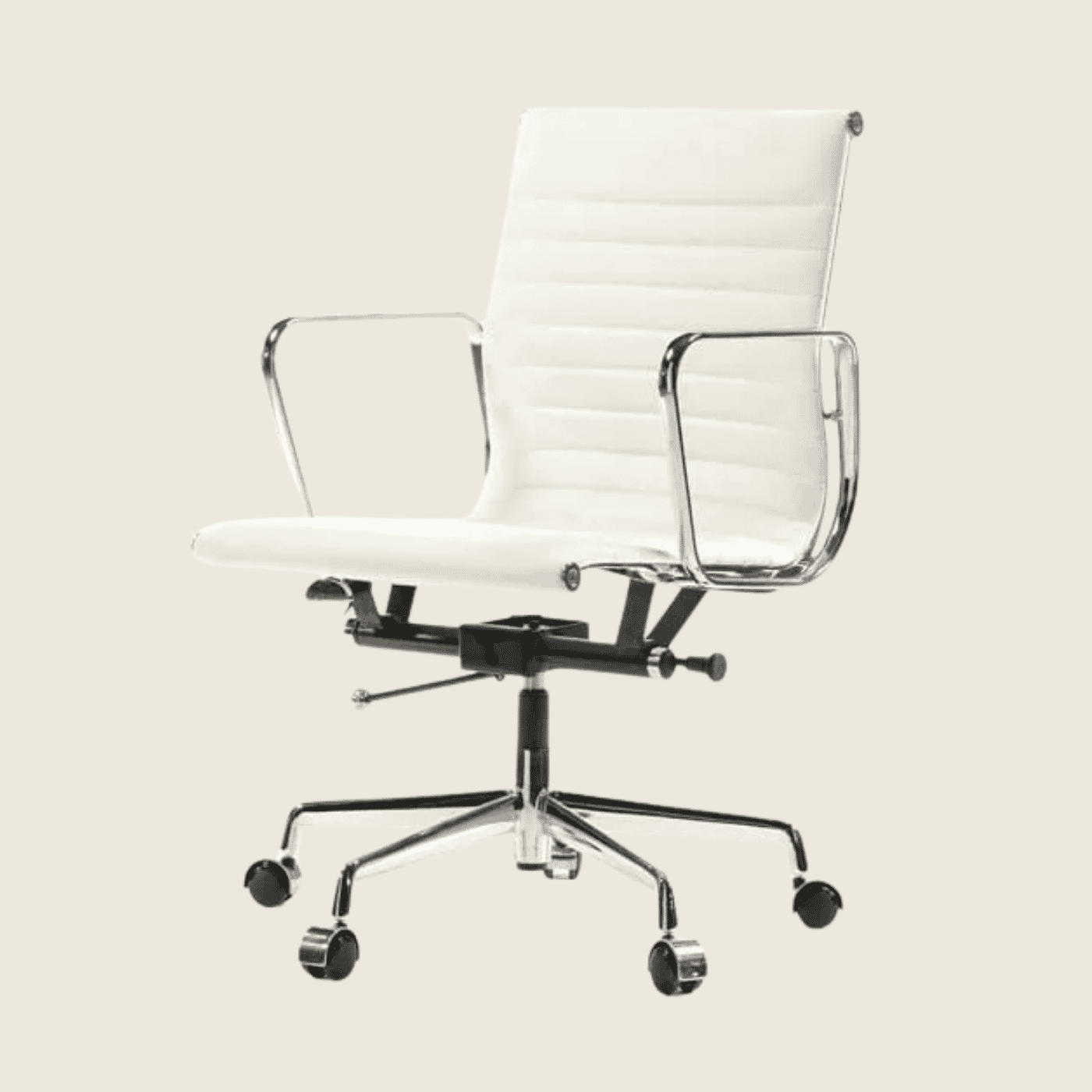 WHITE — EA117 Low Back Thin Pad Ribbed Office Chair, side profile view