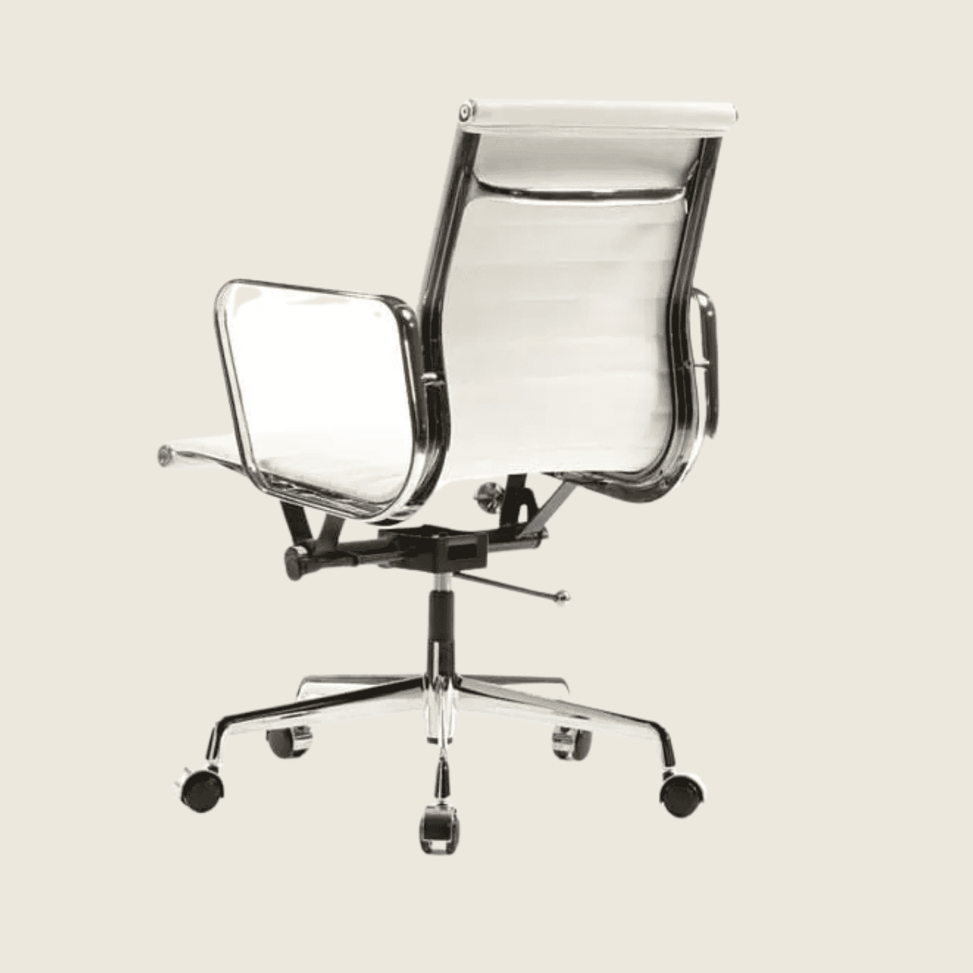 WHITE — EA117 Low Back Thin Pad Ribbed Office Chair, rear three-quarter view