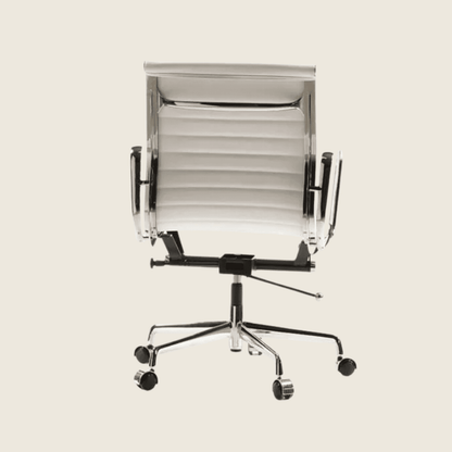WHITE — EA117 Low Back Thin Pad Ribbed Office Chair, close-up detail of the ribbed upholstery