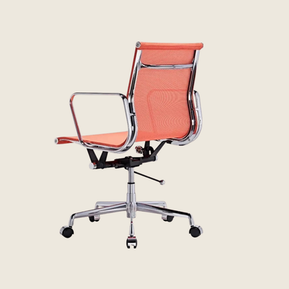 Orange — EA117 Low Back Mesh Office Chair, rear three-quarter view