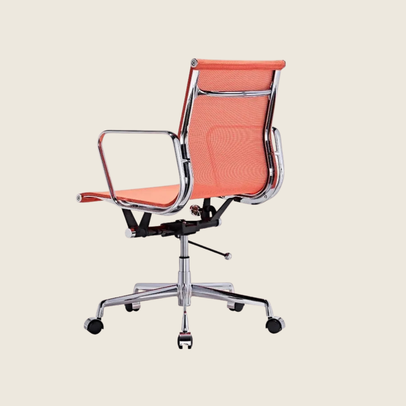 Orange — EA117 Low Back Mesh Office Chair, rear three-quarter view