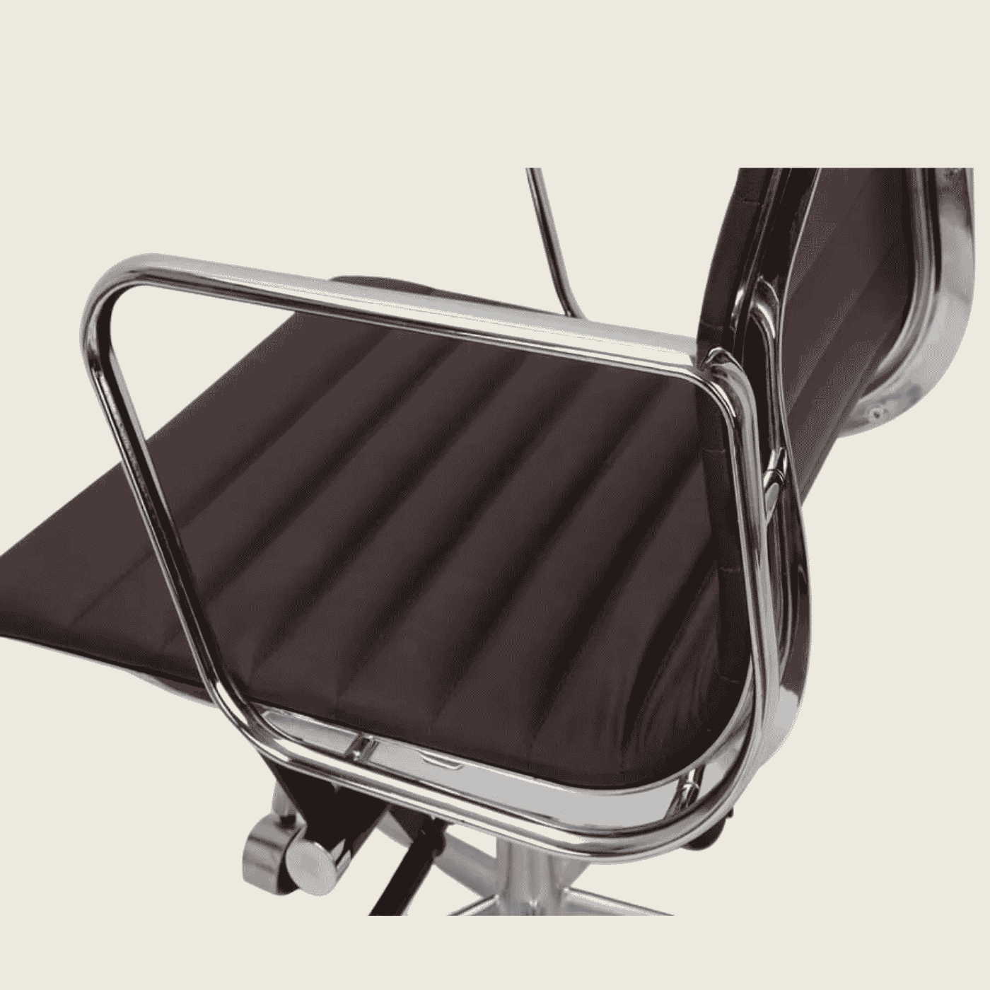 BROWN — EA117 Low Back Thin Pad Ribbed Office Chair, side profile view