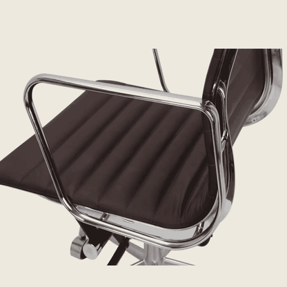 BROWN — EA117 Low Back Thin Pad Ribbed Office Chair, side profile view